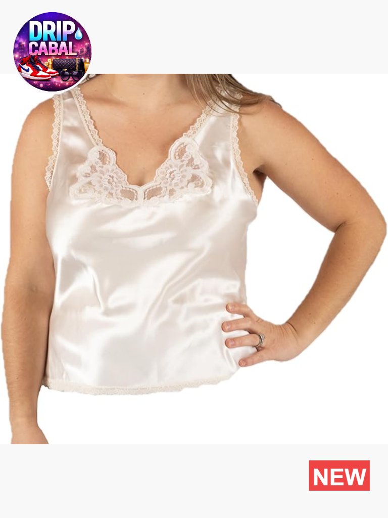 Satin Adjustable Strap Camisole With Lace Trim